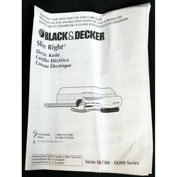 Black & Decker Slice Right Electric Knife EK700 Stainless Steel EZ Grip Tabs - Picture 12 of 12